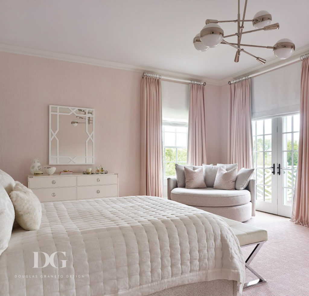 Bedroom Pink Mitchell Gold Donghia Home Boutique Greenwich Linens Jonathan Adler Light