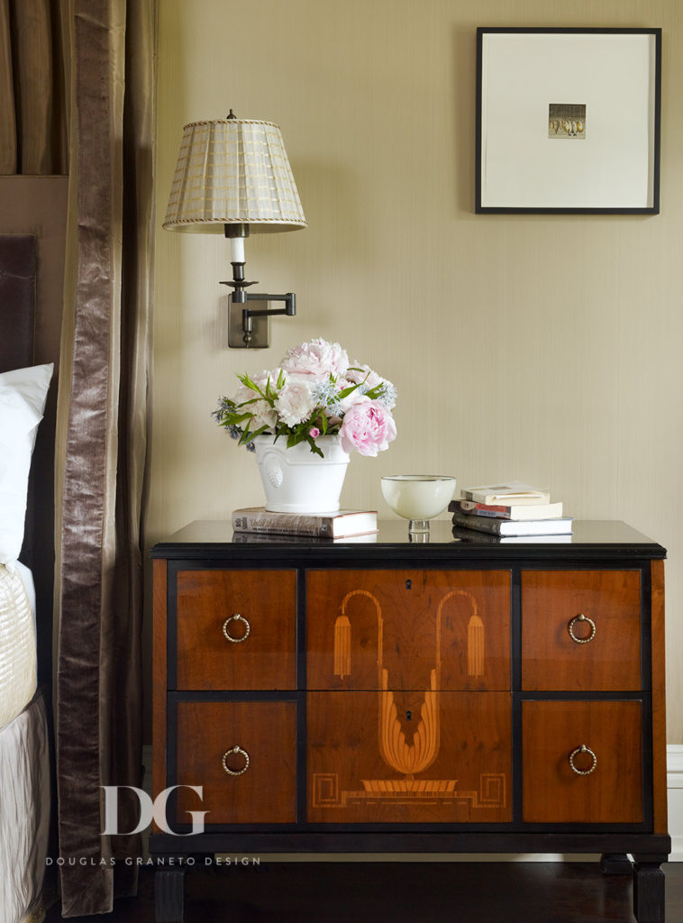 Stylish Bedside Table and Spring Flowers