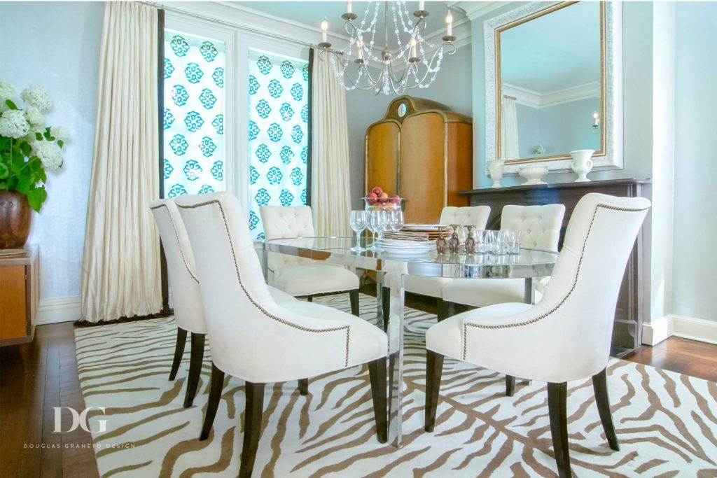 Custom Dining Room in Greenwich, CT Featuring Sheers by Nina Campbell