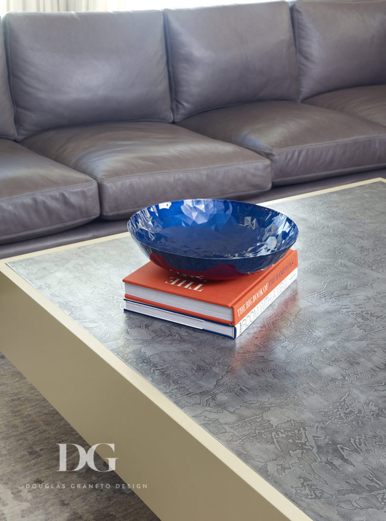 Blue Centerpiece Bowl on Living Room Table