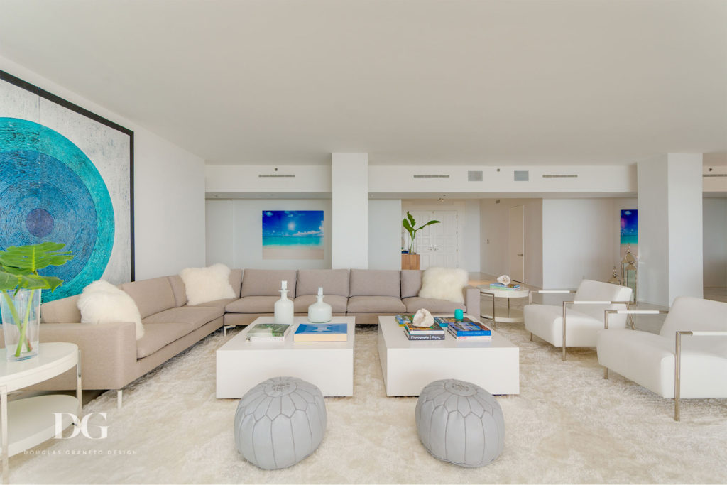 result of interior design services on spacious living room