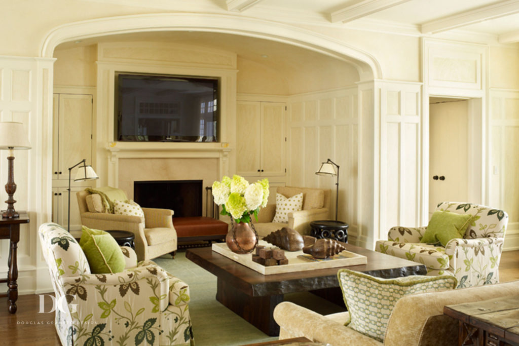 Completed interior home remodeling project with pieces from Tucker Robbins, Brunschwig & Fils, and Chelsea Editions.