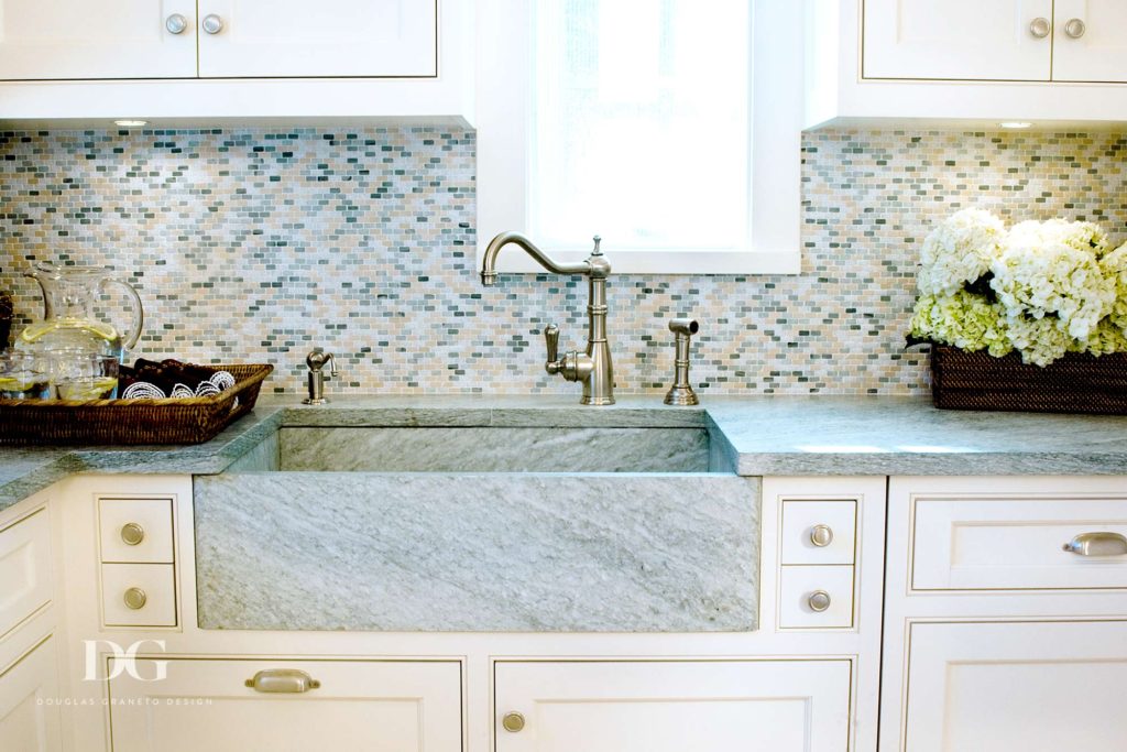 Modern Sink and Backsplash in Westchester Pool House