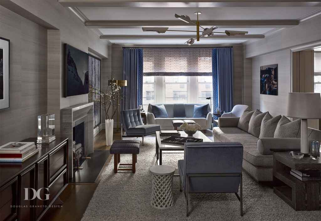 Living room with Milo Baughman chairs and Studio Van der Akker sofa