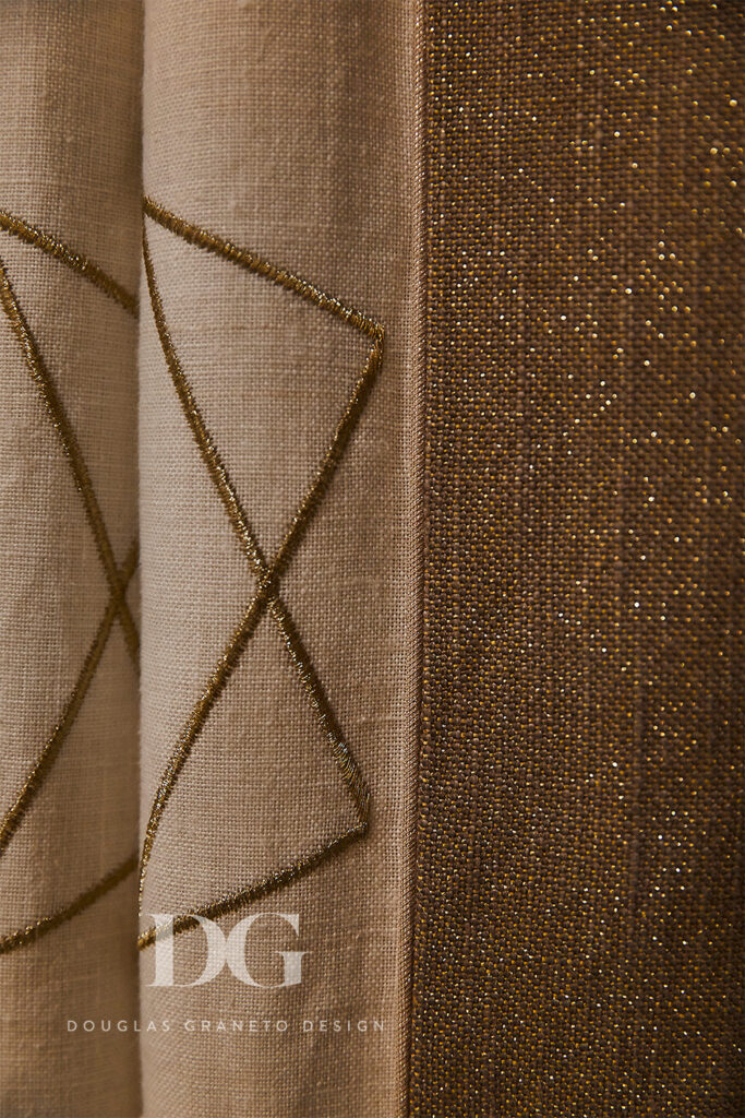 Detail of embroidered curtain fabric