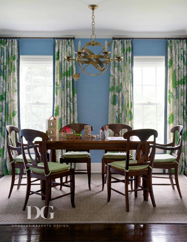 coordinated dining chairs and curtains for interior home remodeling